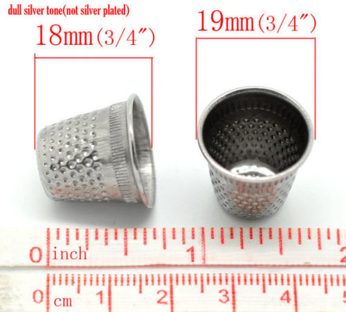 Pack of 5 - Silver Metal Thimbles - Finger Protector Sewing Grip Shield  Protector